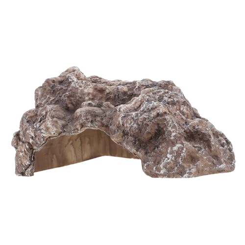Supvox Reptile Hideout für Terrarien Natürliche Felsenoptik Pflegeleicht Interaktive Höhle für Eidechsen Schildkröten und Fische Lichtbraun von Supvox