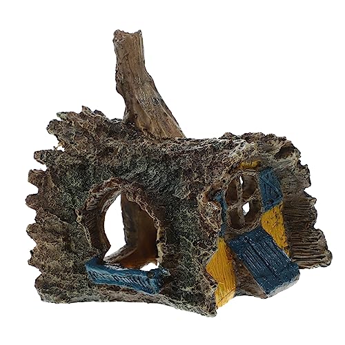 Supvox Simuliertes Baumwurzelholzhaus Aquarium versteck Aquarium Dekoration Fish Tank Landscaping Decoration Fish Tank Hideout Ornament Fisch Zucht Höhle für Aquarium Aquarium Harz von Supvox