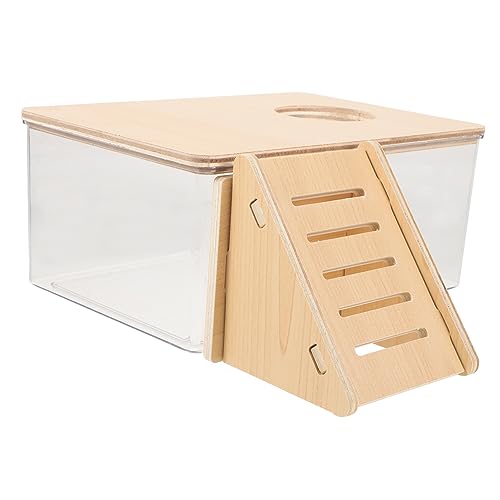 Supvox Transparente Hamster-sandbadebox Acryl Hamsterbadebehälter Für Rennmäuse Mit Holzleiter Hamsterbadezimmer Hamster-sandbadebox von Supvox