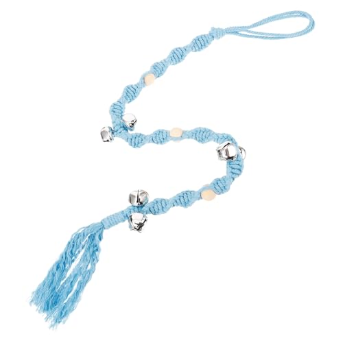 Supvox Türklingel für Hunde Kette Tor Haustier Hundehalsband Flachseil - klein Gebell hundeglocke hundeklingel Hundetraining Türklingel Verschleißfeste Hundetürklingel Holzperlen Sky-Blue von Supvox