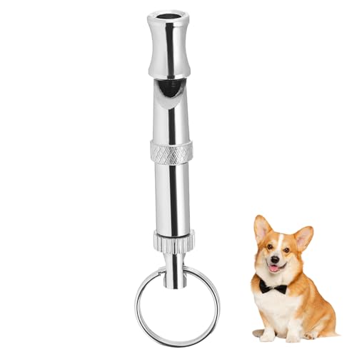 Supvox Verstellbare Hundepfeife aus Langlebigem Nickel Messing mit Einstellbarer Tonhöhe Silberfarben Inklusive Schlüsselring für Effektives Hundetraining und Rückruf bei Kleinen Hunden von Supvox