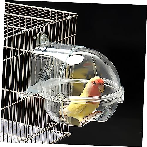 Supvox Vogelbadewanne für Käfig Hängende Parrot Bath Box aus Transparentem Kunststoff Leicht zu Reinigen Hitzebeständig Geeignet für Wellensittiche Papageien und Kleine Vögel Praktische von Supvox