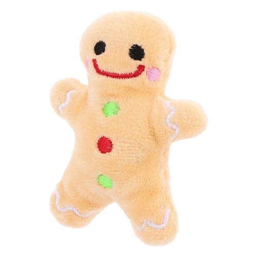 Supvox Weihnachtliches Hundespielzeug Plüsch Kauspielzeug Langlebig Beissfest Zahnpflege Interaktiv für Kleine und Mittelgroße Hunde Festliche Gingerbread Man Plüschfigur von Supvox