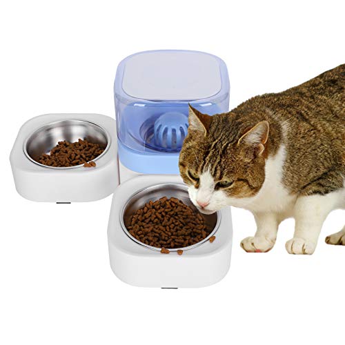 Filterfunktion Pet Feeder Automatic Cat für Katzenfutter Wasser oder Futtermittel(Water Dispenser to Send Double Bowls (Blue)) von Surebuy