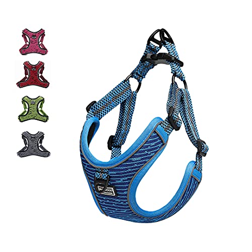 Suredoo Hundegeschirr für Große Mittlere Kleine Hunde Welpen Haustiere, Anti Zug Geschirr No Pull Sicherheitsgeschirr Reflektierend Atmungsaktiv Brustgeschirr Dog Harness Weich Einstellbar (L, Blau) von Suredoo