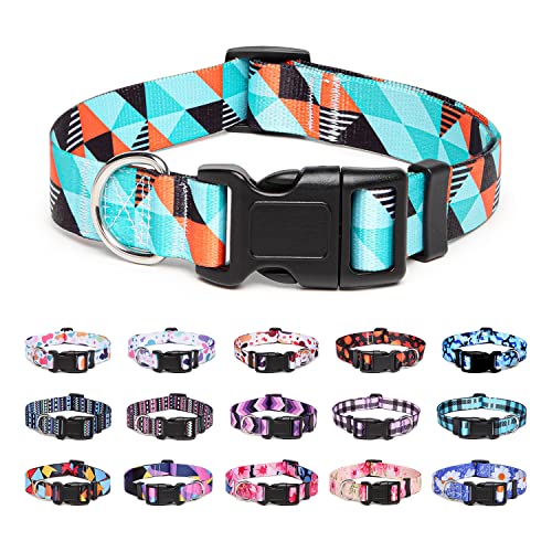 Suredoo Hundehalsband Verstellbares, Weich & Komfort Nylon Hunde Halsband für Kleine Mittlere Große Hunde Welpen Katzen (L, Geometrie) von Suredoo