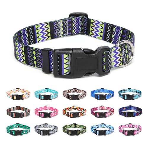 Suredoo Hundehalsband Verstellbares, Weich & Komfort Nylon Hunde Halsband für Kleine Mittlere Große Hunde Welpen Katzen (L, Stammesviolett) von Suredoo