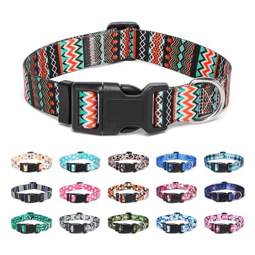 Suredoo Hundehalsband Verstellbares, Weich & Komfort Nylon Hunde Halsband für Kleine Mittlere Große Hunde Welpen Katzen (L, Stammorange) von Suredoo