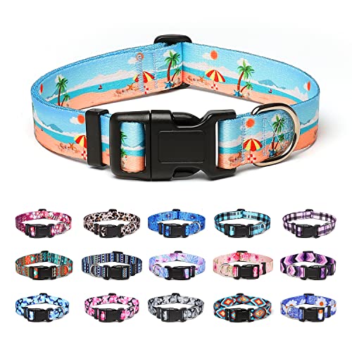 Suredoo Hundehalsband Verstellbares, Weich & Komfort Nylon Hunde Halsband für Kleine Mittlere Große Hunde Welpen Katzen (L, Strand) von Suredoo