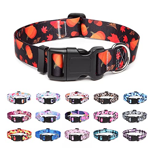 Suredoo Hundehalsband Verstellbares, Weich & Komfort Nylon Hunde Halsband für Kleine Mittlere Große Hunde Welpen Katzen (L, Kürbis) von Suredoo