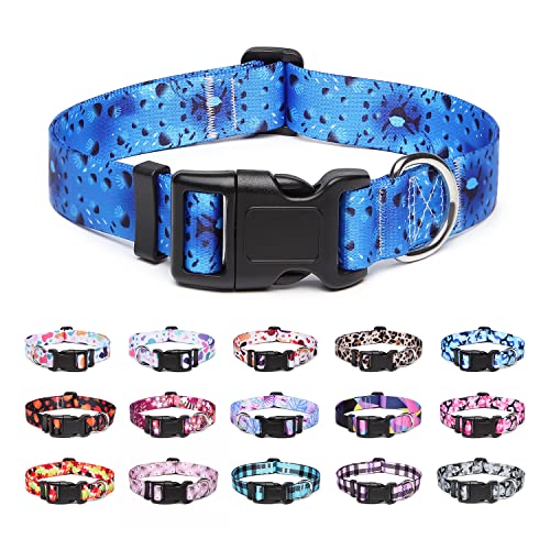 Suredoo Hundehalsband Verstellbares, Weich & Komfort Nylon Hunde Halsband für Kleine Mittlere Große Hunde Welpen Katzen (L, Ozean) von Suredoo