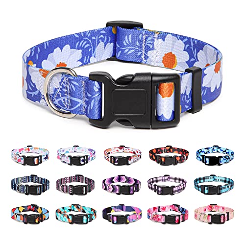 Suredoo Hundehalsband Verstellbares, Weich & Komfort Nylon Hunde Halsband für Kleine Mittlere Große Hunde Welpen Katzen (M, Gänseblümchen) von Suredoo