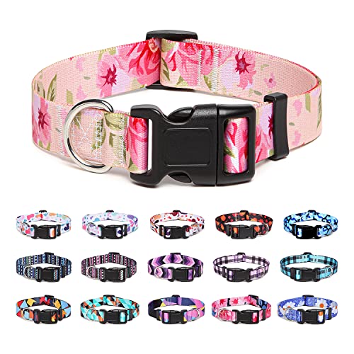 Suredoo Hundehalsband Verstellbares, Weich & Komfort Nylon Hunde Halsband für Kleine Mittlere Große Hunde Welpen Katzen (M, Rose) von Suredoo