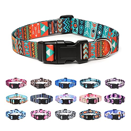 Suredoo Hundehalsband Verstellbares, Weich & Komfort Nylon Hunde Halsband für Kleine Mittlere Große Hunde Welpen Katzen (M, Tribal) von Suredoo