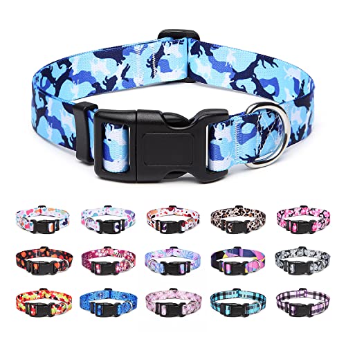 Suredoo Hundehalsband Verstellbares, Weich & Komfort Nylon Hunde Halsband für Kleine Mittlere Große Hunde Welpen Katzen (M, Camo Blau) von Suredoo