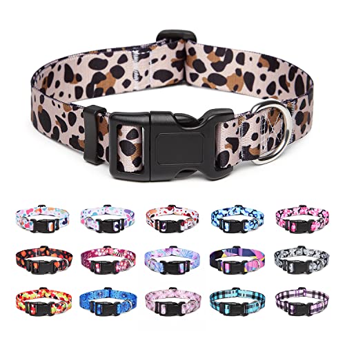 Suredoo Hundehalsband Verstellbares, Weich & Komfort Nylon Hunde Halsband für Kleine Mittlere Große Hunde Welpen Katzen (M, Leopard) von Suredoo