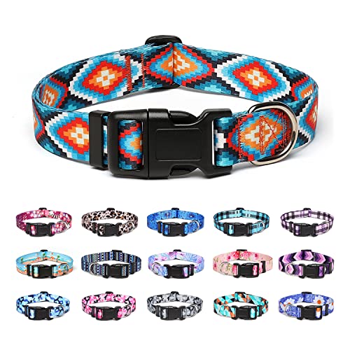 Suredoo Hundehalsband Verstellbares, Weich & Komfort Nylon Hunde Halsband für Kleine Mittlere Große Hunde Welpen Katzen (S, Neue Geometrie) von Suredoo