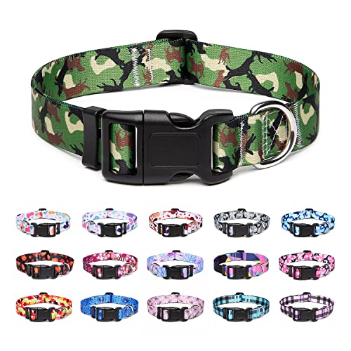 Suredoo Hundehalsband Verstellbares, Weich & Komfort Nylon Hunde Halsband für Kleine Mittlere Große Hunde Welpen Katzen (S, Camo Grün) von Suredoo