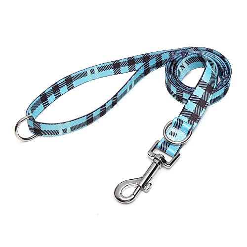 Suredoo Hundeleine Verstellbare, Weich & Komfort Nylon Haustier Trainingsleine mit Doppel-D-Ringfür Kleine Mittlere Große Hunde, 120cmx2cm (Blau Kariert) von Suredoo