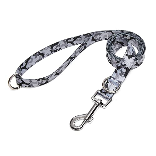 Suredoo Hundeleine Verstellbare, Weich & Komfort Nylon Haustier Trainingsleine mit Doppel-D-Ringfür Kleine Mittlere Große Hunde, 120cmx2cm (Camo Grau) von Suredoo