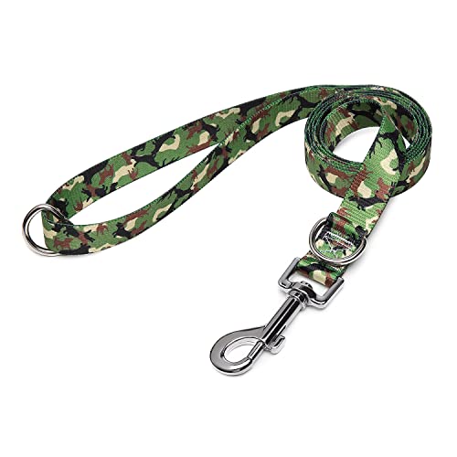 Suredoo Hundeleine Verstellbare, Weich & Komfort Nylon Haustier Trainingsleine mit Doppel-D-Ringfür Kleine Mittlere Große Hunde, 120cmx2cm (Camo Grün) von Suredoo