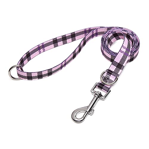 Suredoo Hundeleine Verstellbare, Weich & Komfort Nylon Haustier Trainingsleine mit Doppel-D-Ringfür Kleine Mittlere Große Hunde, 120cmx2cm (Lila Kariert) von Suredoo