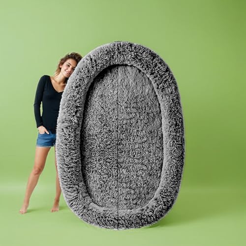 Hundebett für Erwachsene und Haustiere, 183 x 117 x 22,9 cm, extra groß, bequemes Bett mit Aufbewahrungstasche und weicher Decke, waschbar und wasserdicht (Drak Grey, XXXL) von SurfPaws