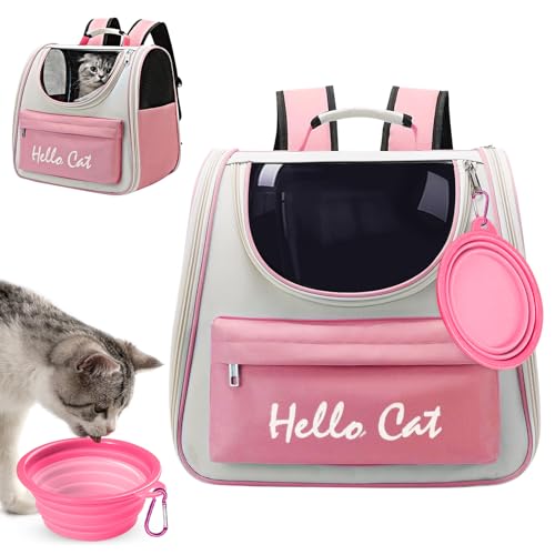 Surmounty Haustiertasche Katze Rucksack, Faltbare Haustier Rucksack Hunderucksack MIT Reisenapf, Haustier Tragetasche für Katzen und Hunde Welpen bis 5KG Surmounty Haustiertasche Katze Rucksack, Faltbare Haustier Rucksack Hunderucksack MIT Reisenapf, Haustier Tragetasche für Katzen und Hunde Welpen bis 5KG von Surmounty