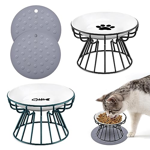 Surmounty Katzennäpfe 2Pcs Futternapf Katze Set, Erhöhter Fressnapf Keramik Napf mit Metallhalter und Antirutschmatten, Cat Bowl Futterschüssel für Haustiere Katzen und Welpen Surmounty Katzennäpfe 2Pcs Futternapf Katze Set, Erhöhter Fressnapf Keramik Napf mit Metallhalter und Antirutschmatten, Cat Bowl Futterschüssel für Haustiere Katzen und Welpen von Surmounty