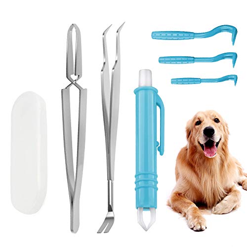 Surmounty Zecken Set 6Pcs Zeckenzange, Edelstahl Zeckenentfernung Zeckenpinzette, Zecken entfernen Plastik Zeckenhaken Zeckenentferner für Mensch und Hunde, Tick Remover Kit inkl. 3 Größe Zeckenhebel von Surmounty