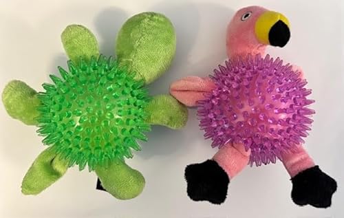 Spikey Hundebälle aus Gummi (Flamingo/Schildkröte), 2 Stück von Surrey Feed