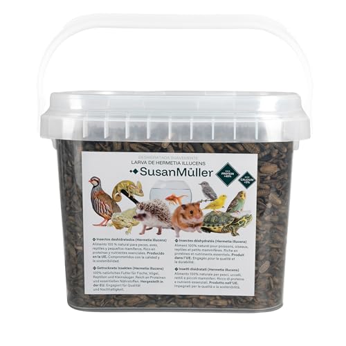 Susan Müller Hermetia illucens Larven getrocknet, natürliches Protein für Reptilien, Geflügel und Fische, hohe Nährdichte, ohne Zusatzstoffe, recycelbare Verpackung, 1 kg von Susan Müller