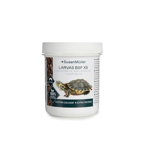 Susan Müller Hermetia illucens getrocknete Larven, 58 % Protein, hoher Kalzium, ideal für Schildkröten und Insektenfresser, ohne Zusatzstoffe, natürliche Ernährung, Behälter 36 g von Susan Müller