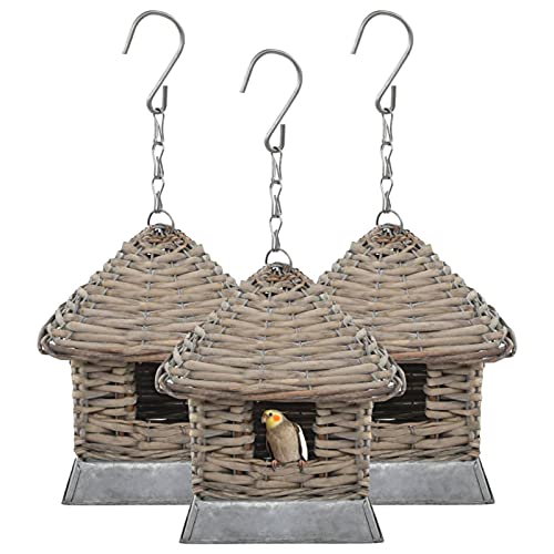 Susany 3er Set Vogelhaus aus Korbweide Handgefertigt Vogelk?figen Nistkasten Nisthaus für EIN Paar kleine V?Gel, Braun von Susany