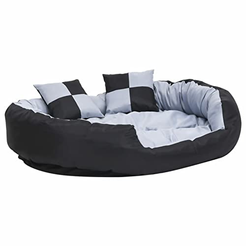 Susany Hundekissen Wendbar Waschbar Hundebett Haustiersofa Kissen Haustierbett Hundesofa Hundeliege Hundematratze 110 x 80 x 23 cm (B x T x H),Rutschfeste Unterseitenpolsterung Grau und Schwarz von Susany