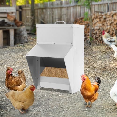 Susoso Hühnerfütterer, Hühnerfutterautomat mit Praktischer Handgriff Kapazität 11.34kg Guter Schutz Kapazität Trog füttert 4 für die meisten Geflügelarten 25x17.5x45cm von Susoso