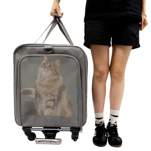 Susoso Hundebox, Haustiertragetasche Hundetransportbox Katzentransportbox Transportbox mit Mehrere Taschen & Touch-Verschlüsse Tragfähigkeit Etwa 17.5kg für Familien mit Haustieren 60x38x41cm Grau von Susoso