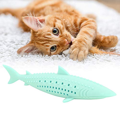 SustVita Katzen zähne reinigungs Spielzeug, Silikon-Katzen zahnbürste für interaktives Molar kauen, langlebiges Fisch Design mit Katzenminze für die Mund Gesundheit (Grün) von SustVita