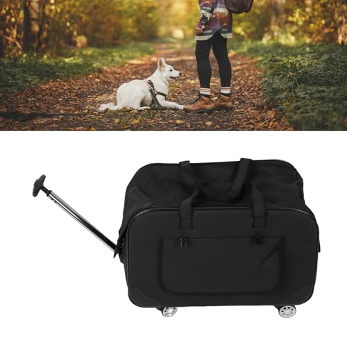 SustVita Rollbare Transportbox für Haustiere, Faltbare Transportbox für Katzen und Hunde mit abnehmbaren Rädern und atmungsaktivem Netz für bequemes Reisen, passend für Haustiere (Schwarz) von SustVita
