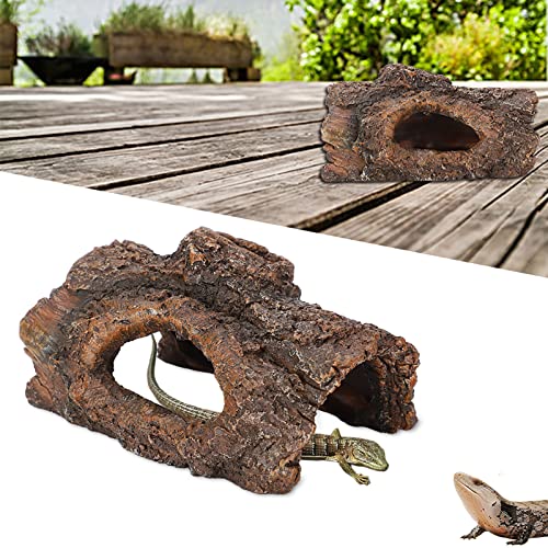 Sustvita Eco - Friendly Reptile Accessories, Reptile Hide Cave, 13x7.5x5cm Simulation Tree Bark Hide Cave, Lizard and Snake Habitat Resin Décor von SustVita