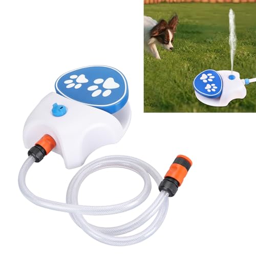 Sustvita Outdoor Hundewasserbrunnen Schritt auf aktivierte, einfache Trinkwasserspender für Hunde, lustige Sprinkler mit Schlauch zum Abkühlen und Flüssigkeitszufuhr von SustVita