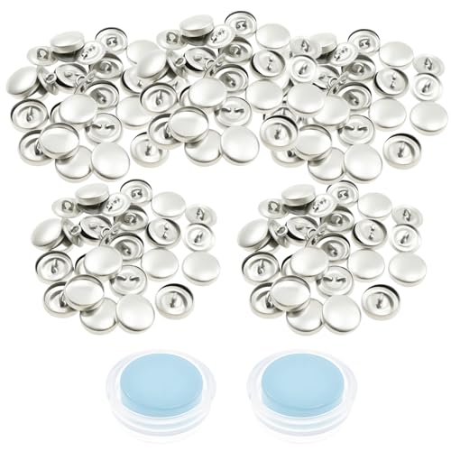 100 Stück Selbstbezugs-Knöpfe-Set mit Werkzeugen Aluminiumknöpfe zum Beziehen mit Drahtrückseiten DIY-Stoffbezugsknöpfe-Maker für DIY-Stoff-Wohnungsdekoration Nähen(38MM) von Sutowe