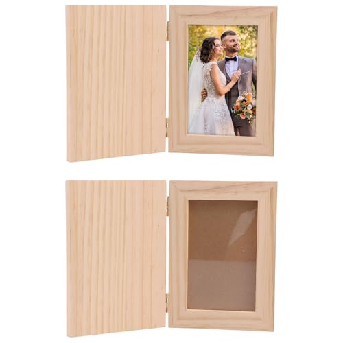 2 Stück Fotorahmen-Set aus Holz, natürliches Eichen-Finish mit Acrylabdeckung, A5-Bilderrahmen für 5 x 3,1 Zoll große Fotos, perfekt für die Präsentation auf dem Schreibtisch/Tisch und als Geschenk von Sutowe