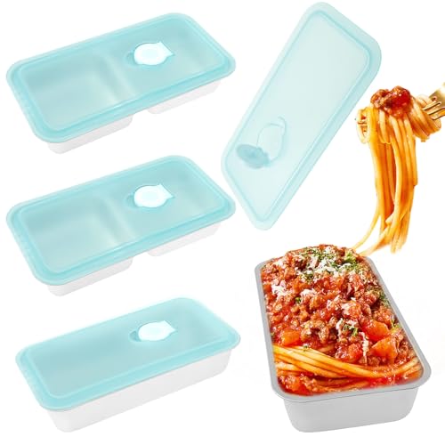 4 Stück Snack-Behälter, Edelstahl Metall Soße Lebensmittel Lagerung Box Container Mit Silikon-Deckel, Wiederverwendbare Auslaufsicher Lebensmittelbehälter Set für Kinder-Snacks, Dips und Gewürze von Sutowe