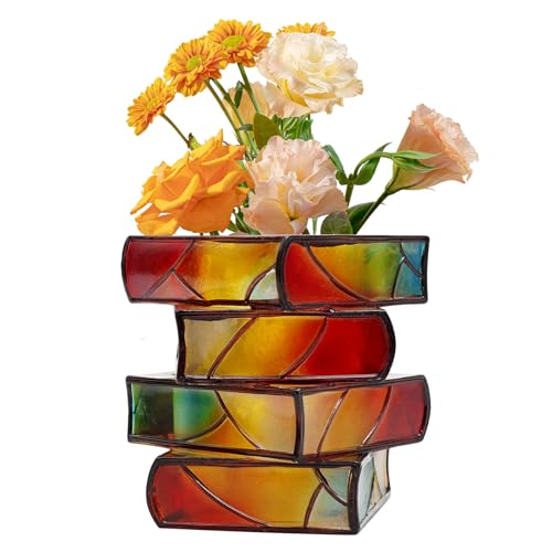 Buchförmiger Blumentopf Dekorative gestapelte Bücher Blumenvase Wohnzimmer Schlafzimmer Büro Bücherregal Dekoration Einzigartiger Blumentopf für Buchliebhaberinnen(4 Schichten) von Sutowe