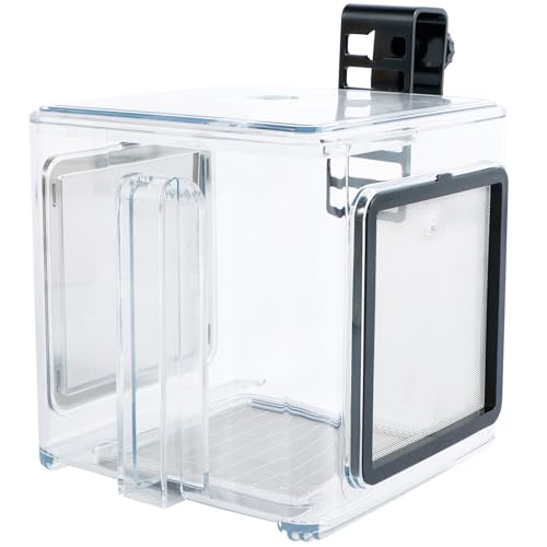 Fischzuchtbox zum Aufhängen, transparent, 15 x 15 x 15 cm, Acryl, Fischaklimatisierungsbehälter mit abnehmbarem Netzdeckel für Babyfische, neugeborene Garnelen Fischzuchtbox zum Aufhängen, transparent, 15 x 15 x 15 cm, Acryl, Fischaklimatisierungsbehälter mit abnehmbarem Netzdeckel für Babyfische, neugeborene Garnelen von Sutowe