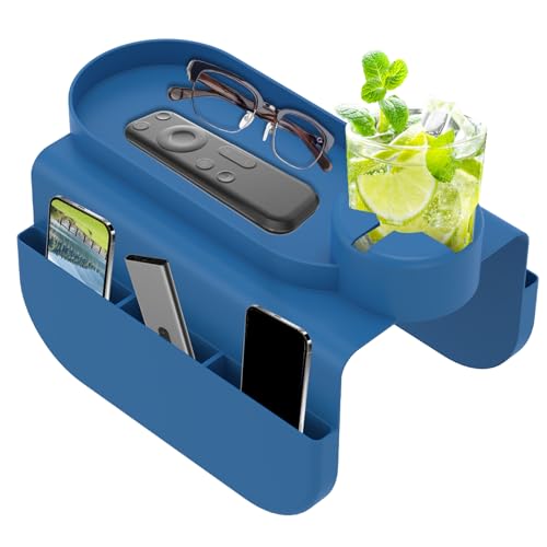 Flexibles Sofatablett aus Silikon für Armlehne, Sofatablett Armlehne mit Getränkehalter, Anti-Rutsch Sofa Tablett mit Seitentaschen, Anti-Spill Couch Organizer für Fernbedienung Snacks Handy Getränke von Sutowe