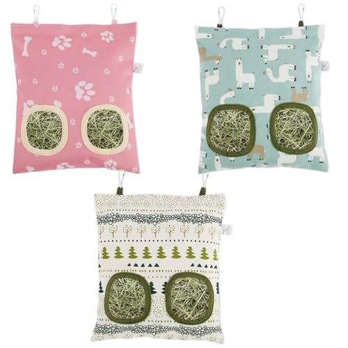 Futterbeutel für Kaninchen, Meerschweinchen, 3 Stück, 35 x 24 cm, mit 2 Löchern, tragbar, für Kaninchen, Meerschweinchen, Hasen Futterbeutel für Kaninchen, Meerschweinchen, 3 Stück, 35 x 24 cm, mit 2 Löchern, tragbar, für Kaninchen, Meerschweinchen, Hasen von Sutowe