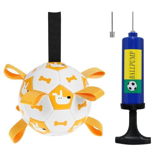 Hundespielzeug, Hundeball mit Nylon Seil, Hundefußball Spielzeug mit Luftpumpe, Interaktives Schleppen von Krieg Wasser Hundebälle für Mittlere Große Hunde Indoor & Outdoor Unterhaltung(Welpe) von Sutowe
