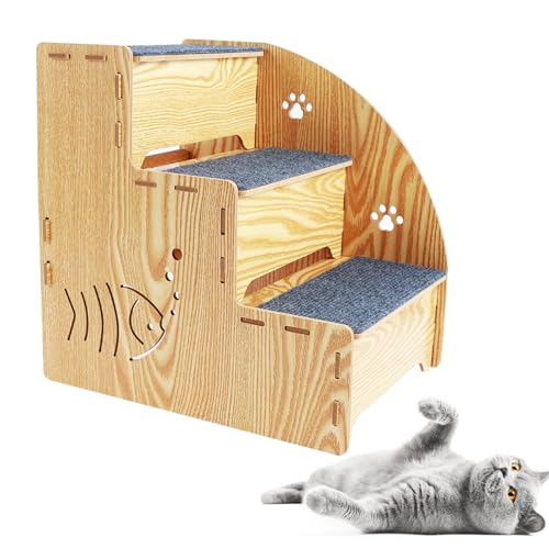 Hundetreppe für kleine Hunde, 35,6 x 25,4 x 35,6 cm, 3 Stufen, rutschfeste Haustiertreppe mit Teppichstoff, Katzentreppe für Sofa, niedriges Bett, Couch Hundetreppe für kleine Hunde, 35,6 x 25,4 x 35,6 cm, 3 Stufen, rutschfeste Haustiertreppe mit Teppichstoff, Katzentreppe für Sofa, niedriges Bett, Couch von Sutowe